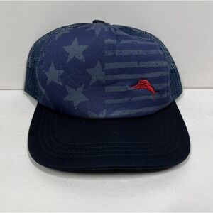 Tommy Bahama Hat Mens One Size Blue USA Flag Trucker Adjustable Snap Back Marlin